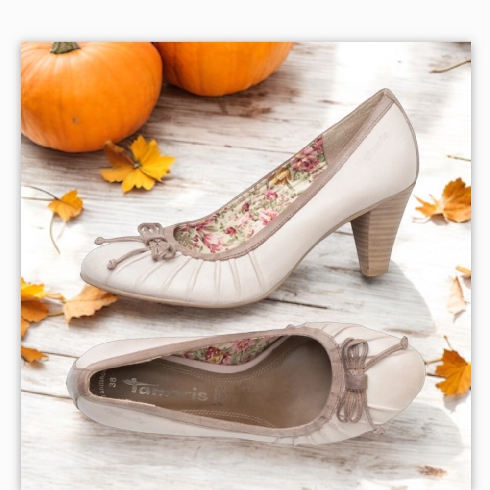 Tamaris Pump -Genuine Leather -Contrast trim-bow detail-floral lining -S… - Picture 3 of 16